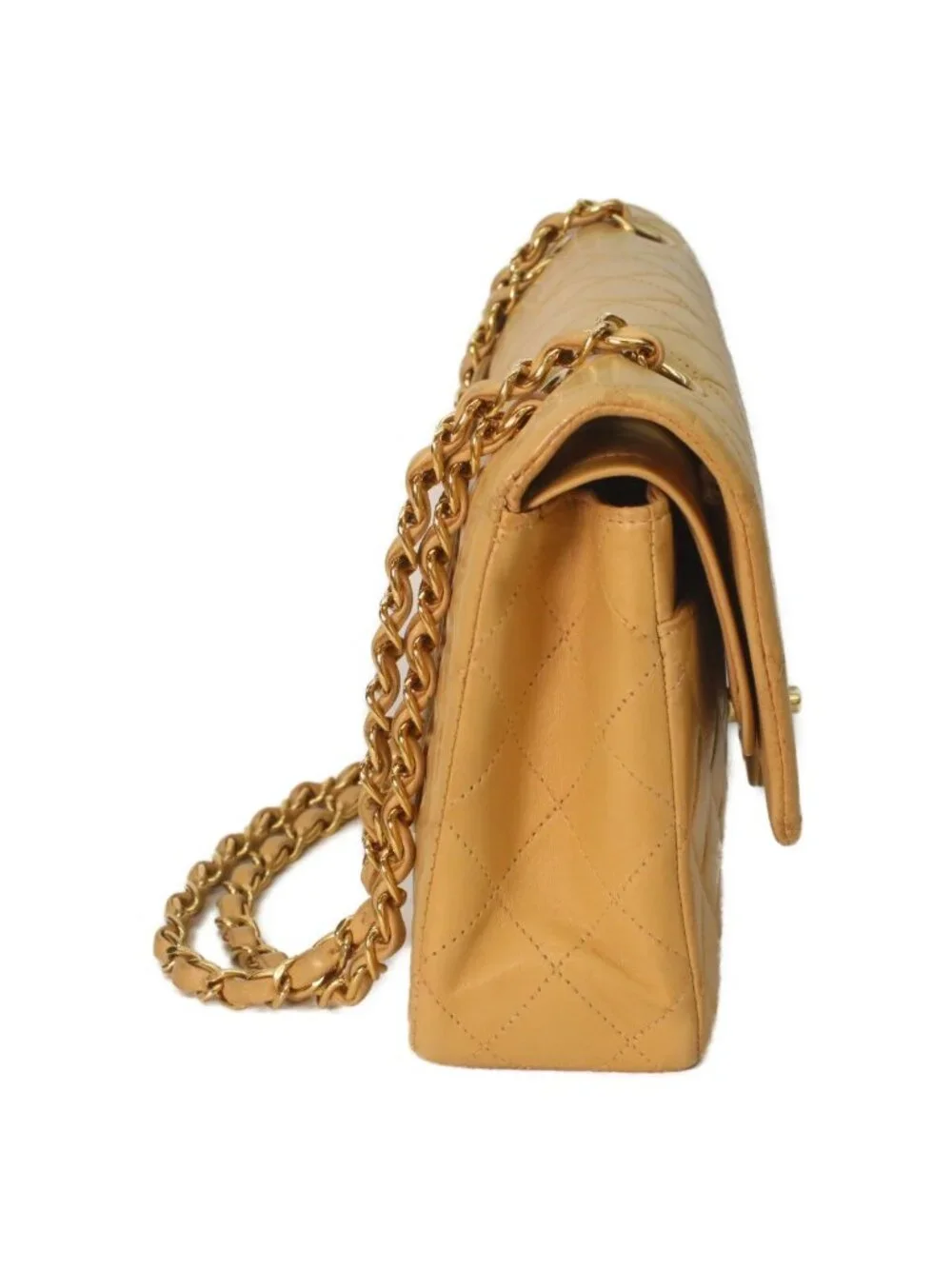 Chanel Beige Lamb Gold Quilted 25 Shoulder Bag